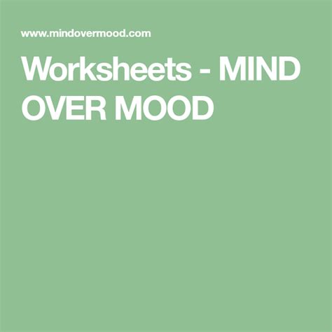 mind over mood worksheets free download
